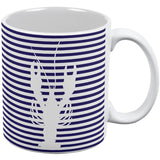 Lobster Navy Nautical Stripes All Over Coffee Mug