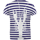 Lobster Navy Nautical Stripes All Over Mens T Shirt