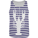 Lobster Navy Nautical Stripes All Over Mens Tank Top