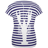 Lobster Navy Nautical Stripes All Over Womens T Shirt