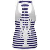 Lobster Navy Nautical Stripes All Over Womens Work Out Tank Top