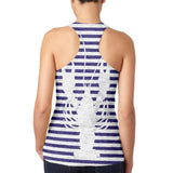 Lobster Navy Nautical Stripes Juniors Burnout Racerback Tank Top