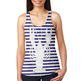 Lobster Navy Nautical Stripes Juniors Burnout Racerback Tank Top