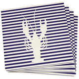 Lobster Navy Nautical Stripes Set of 4 Square Sandstone Coasters