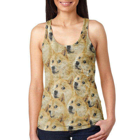 Doge Meme Funny Juniors Burnout Racerback Tank Top