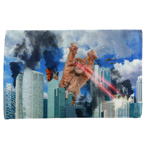 Giant Cat Laser Rampage and Destroy All Over Hand Towel  front view