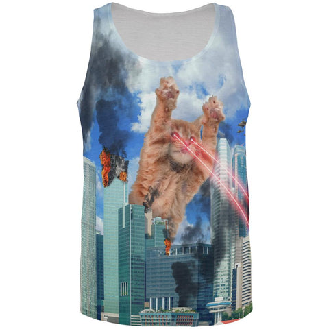 Giant Cat Laser Rampage and Destroy All Over Mens Tank Top