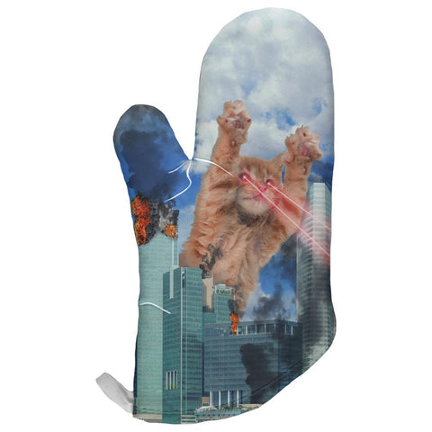 Giant Cat Laser Rampage and Destroy All Over Oven Mitt