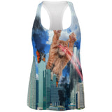 Giant Cat Laser Rampage and Destroy All Over Womens Work Out Tank Top front view