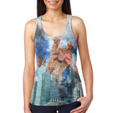 Giant Cat Laser Rampage and Destroy Juniors Burnout Racerback Tank Top  front view