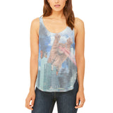 Giant Cat Laser Rampage and Destroy Juniors Flowy Side Slit Tank Top front view