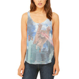 Giant Cat Laser Rampage and Destroy Juniors Flowy Side Slit Tank Top