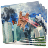 Giant Cat Laser Rampage and Destroy Set of 4 Square Sandstone Coasters