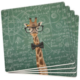 Giraffe Geek Math Formulas Set of 4 Square Sandstone Coasters