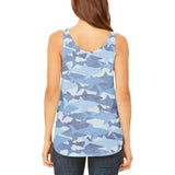 Great White Shark Camo Juniors Flowy Side Slit Tank Top