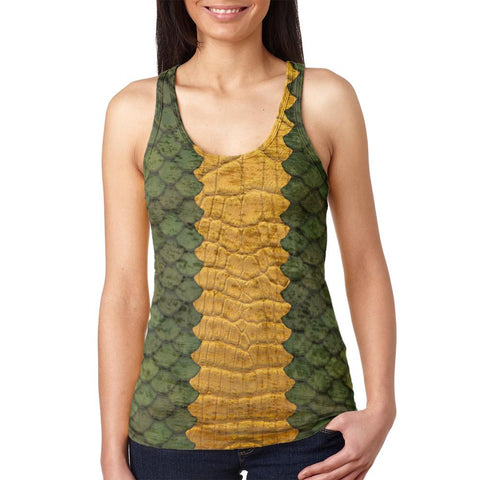 Halloween Green Dragon Costume Juniors Burnout Racerback Tank Top