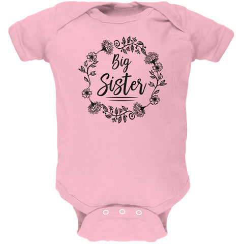 Big Sister Flower Wreaths Soft Baby One Piece  front view