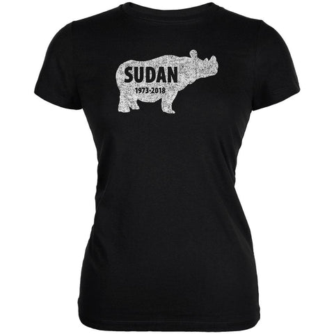 Sudan Last Male White Rhino Silhouette Juniors Soft T Shirt
