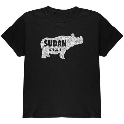 Sudan Last Male White Rhino Silhouette Youth T Shirt