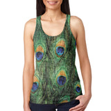 Peacock Feathers Juniors Burnout Racerback Tank Top