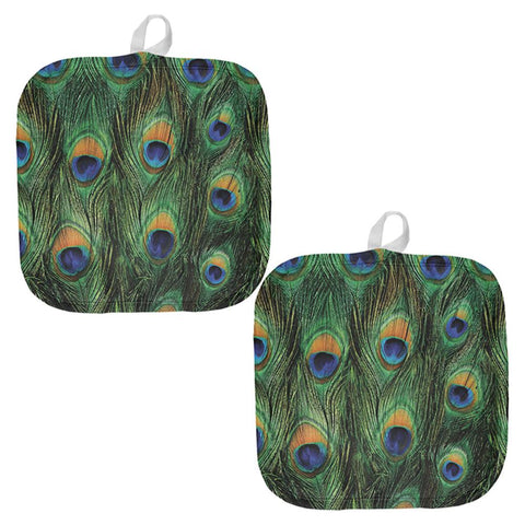 Peacock Feathers All Over Pot Holder (Set of 2)