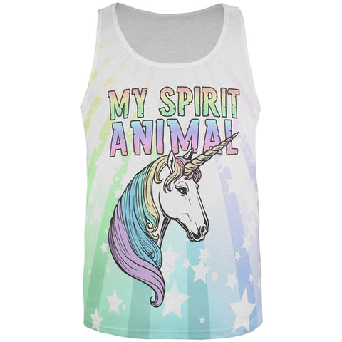 My Spirit Animal Unicorn Pastel Rainbow All Over Mens Tank Top