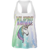 My Spirit Animal Unicorn Pastel Rainbow All Over Womens Work Out Tank Top
