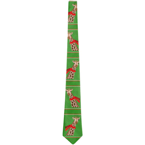 Ugly Christmas Sweater Big Giraffe Scarf All Over Neck Tie