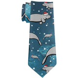 Christmas Manatee Floaty Potato Pattern All Over Neck Tie