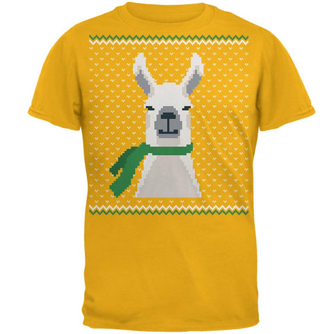Ugly Christmas Sweater Big Llama Green Mens T Shirt