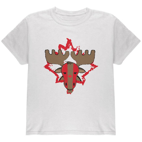 Canada Canadian Maple Leaf Moose Sports Paint Hockey Youth T Shirt