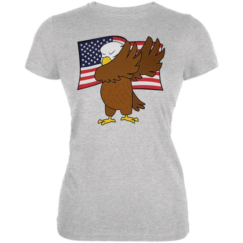 4th Of July America Dabbing Bald Eagle Juniors Soft T Shirt