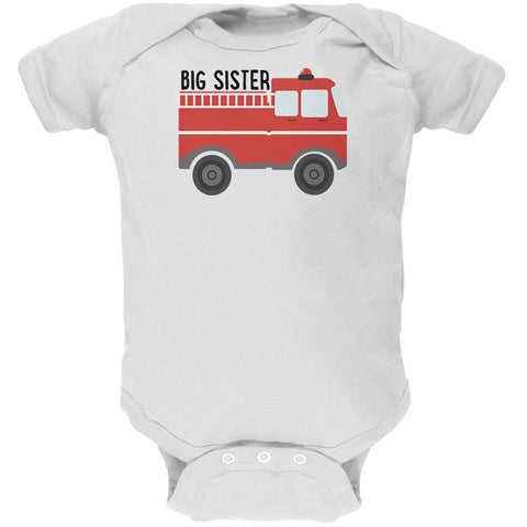 Big Sister Fire Truck Soft Baby One Piece  front view