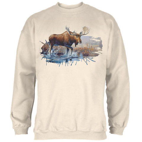 Moose Crossing the River Mens Sweatshirt