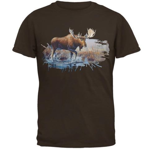 Moose Crossing the River Mens T Shirt