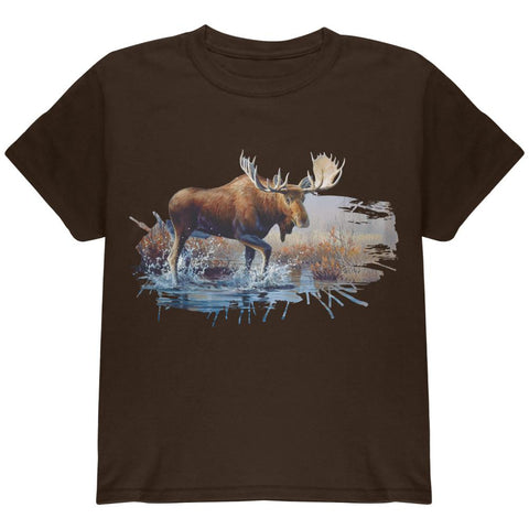 Moose Crossing the River Youth T Shirt