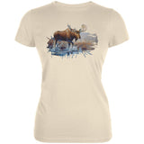 Moose Crossing the River Juniors Soft T Shirt