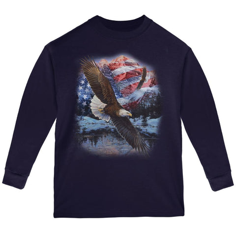 4th Of July American Flag Bald Eagle Youth Long Sleeve T Shirt