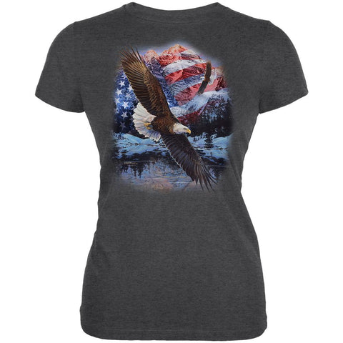 4th Of July American Flag Bald Eagle Juniors Soft T Shirt