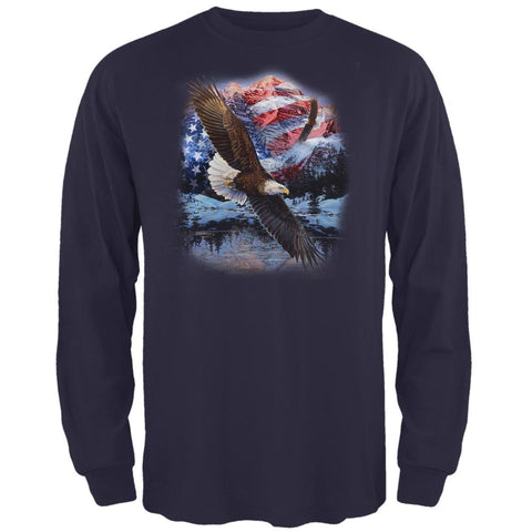 4th Of July American Flag Bald Eagle Mens Long Sleeve T Shirt