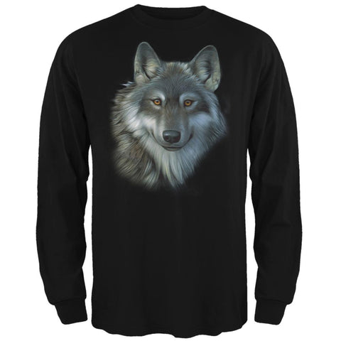 Timber Wolf Face Mens Long Sleeve T Shirt