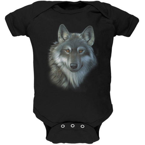 Timber Wolf Face Soft Baby One Piece