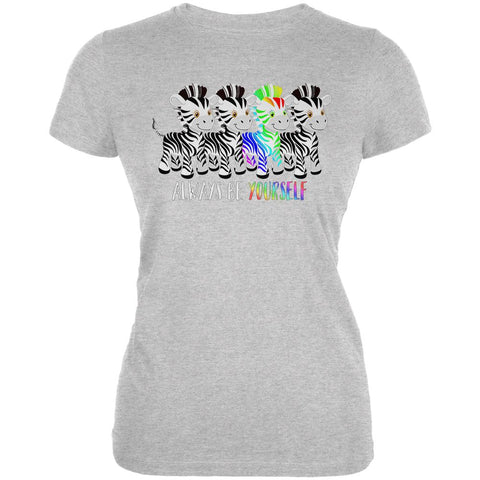 LGBTQ Always Be Yourself Cute Rainbow Zebra Juniors Soft T Shirt