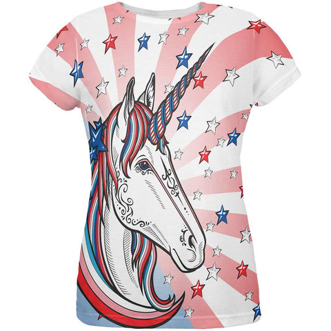 4th of July Freedom is Magical Unicorn All Over Womens T Shirt