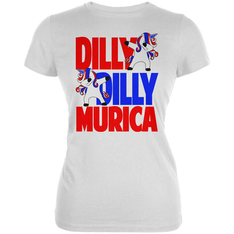 4th of July Dilly Dilly Murica Dabbing Unicorn Juniors Soft T Shirt
