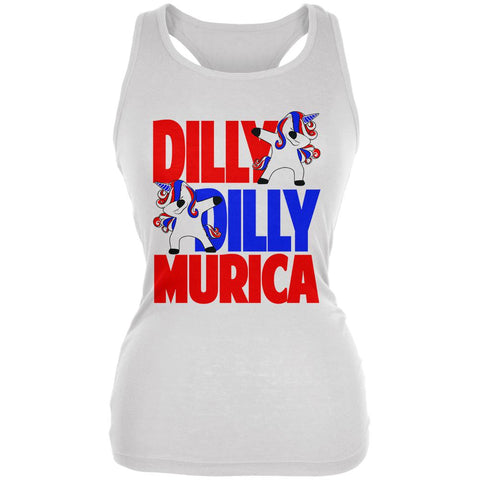 4th of July Dilly Dilly Murica Dabbing Unicorn Juniors Soft Tank Top