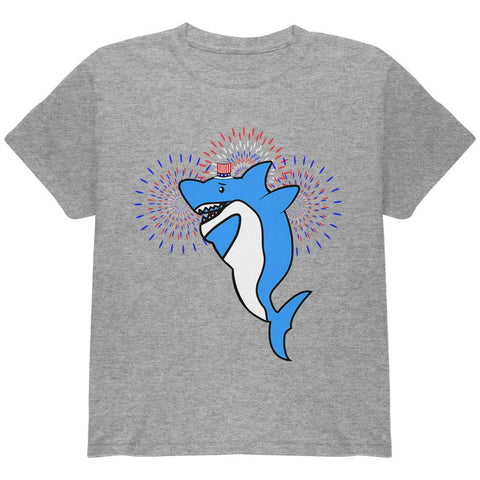 4th Of July Dabbing Shark Fireworks Youth T Shirt