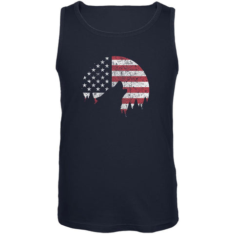 4th Of July Wolf Silhouette Flag Moon Mens Tank Top