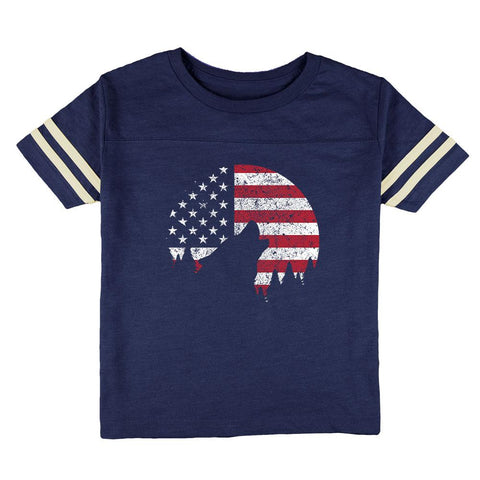 4th Of July Wolf Silhouette Flag Moon Toddler Football T Shirt