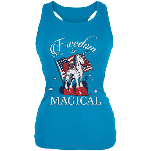 4th Of July Freedom Is Magical Unicorn Juniors Soft Tank Top